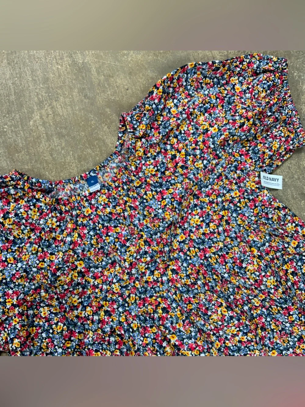 NWT Old Navy Multicolor Floral Puff-Sleeve Top Boho Chic Blouse Shirt OBL
